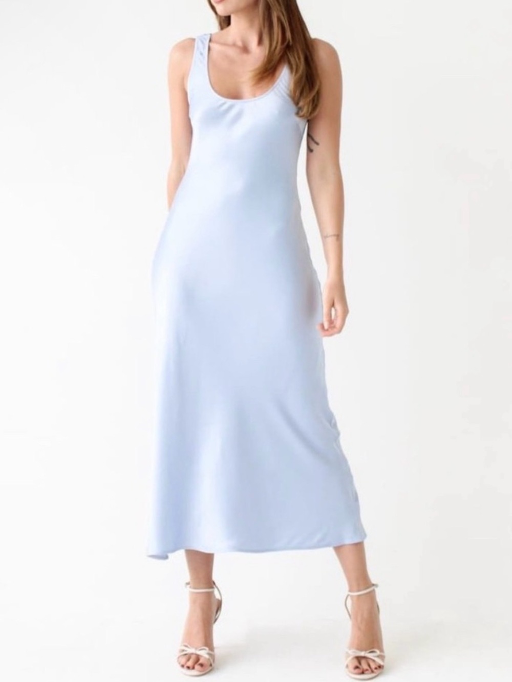 Rumored Light Blue Scoop Neck Slip Dress